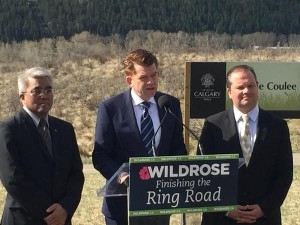 Wildrose party leader Brian Jean making an infrastructure announcement in Tuscany